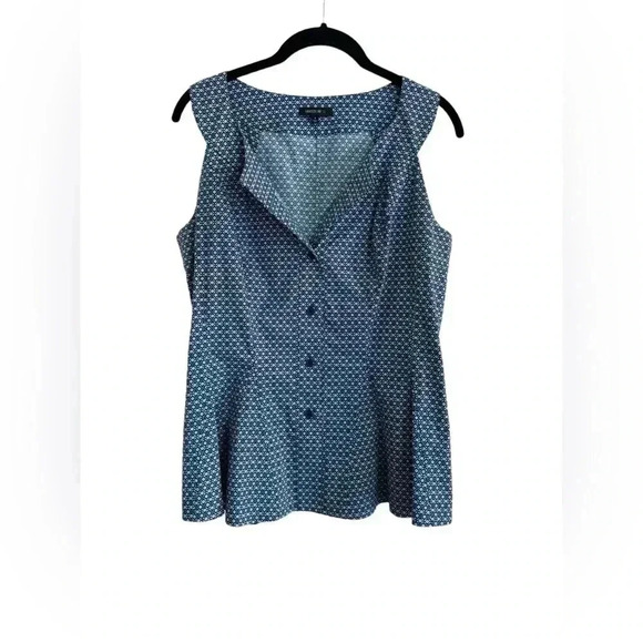 Lafayette 148 Sleeveless Peplum Collared Button Up Blouse - Picture 5 of 10